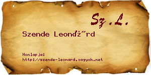 Szende Leonárd névjegykártya