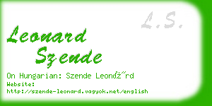 leonard szende business card